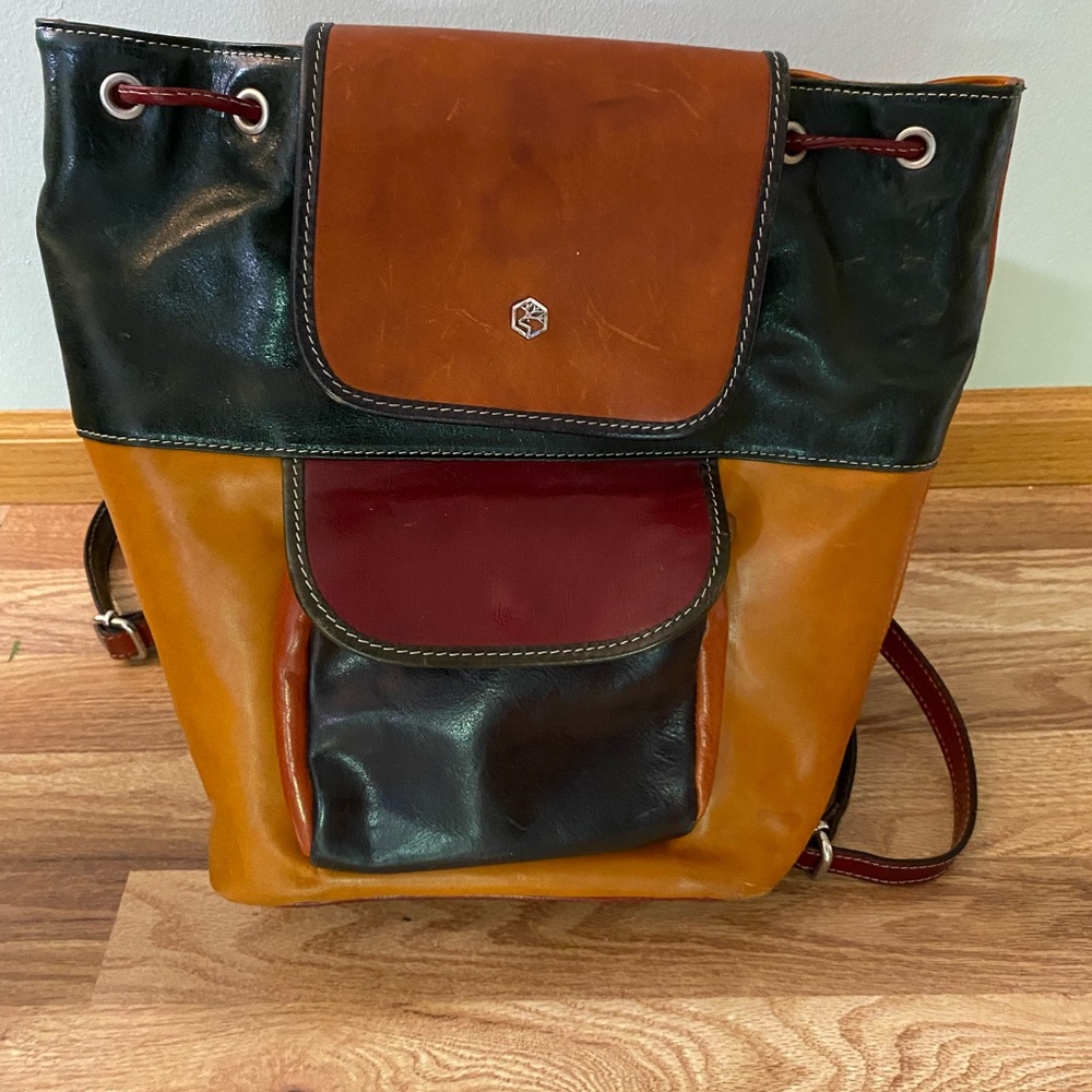 Italian Leather Multi Color Backpack